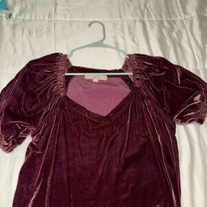 LOFT Women's Velvet Top - Rich Burgundy
